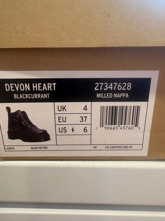 Dr. Martens Purple Leather Womans Boots with Heart Buckles - Picture 3 of 8